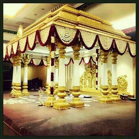 Marraige Mandap Decoration South Indian, Muhurtham Stage Decoration South Indian, South Indian Marriage Hall Decoration, Mantapa Decoration South Indian, Muhurtham Backdrop, South Indian Wedding Stage Decoration, Wedding Mandapam, Mandapam Decoration, Marriage Hall Decoration