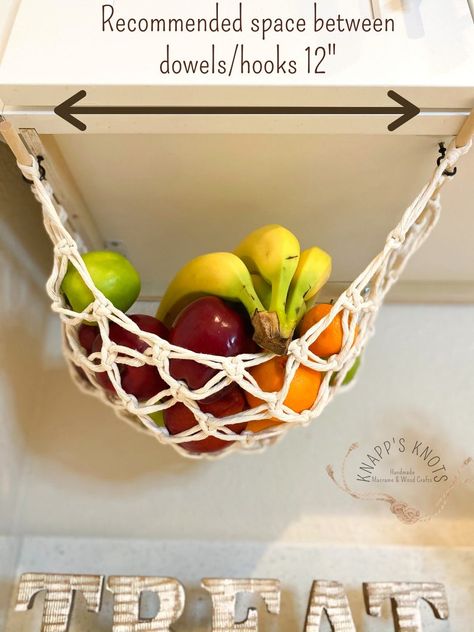 Banana Storage, Fruit Hammock, Produce Baskets, Macrame Basket, Produce Storage, Hanging Fruit Baskets, Fruit Holder, Space Saving Kitchen, Vegetable Storage