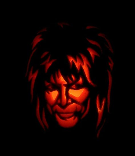 Jareth the Goblin King! Pattern from Zombie Pumpkins Labyrinth Pumpkin Carving, Jareth The Goblin King, Zombie Pumpkins, The Goblin King, Pumpkin Carving Ideas, Fav Movie, The Goblin, Pumpkin Carvings, Goblin King