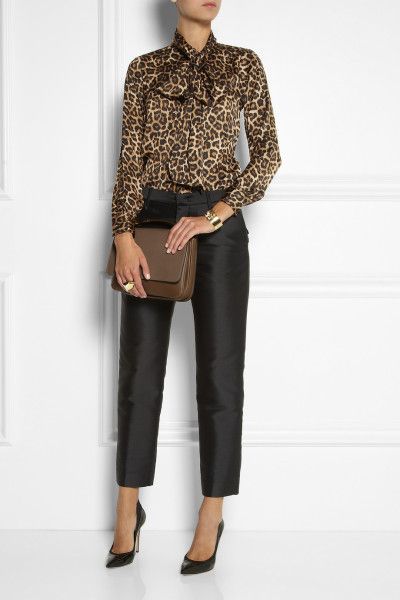 Michael By Michael Kors Jaguar Print Satin Pussybow Blouse in Animal (Leopard print) - Lyst Animal Print Shirt Outfit, Print Blouse Outfit, Prints Outfit, Printed Shirt Outfit, Marc Jacobs Ring, Pussybow Blouse, Work Attire Women, Leopard Print Outfits, Stylish Outfits For Women Over 50