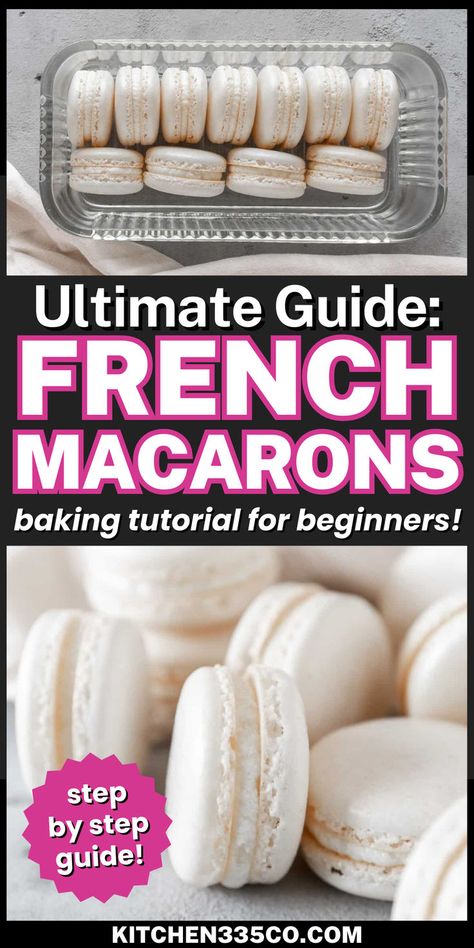 a glass dish filled with a dozen white macarons with white filling Macaron Tips And Tricks, Simple Macaroons Recipe, Beginner Macarons, Macarons Filling Ideas, French Macaroons Recipe Easy, Making Macrons, Beginner Macaron Recipe, French Patisserie Recipes, Macaroon Filling Recipe