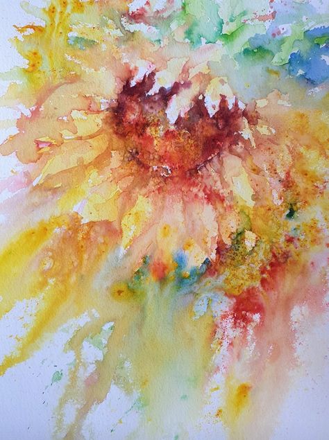 Sunflower for the Ikraine Brusho. Joanne Boon Thomas Brusho Artwork, National Flower, Pray For Peace, Watercolour Inspiration, The Sunflower, Watercolor Sunflower, Watercolor Inspiration, Watercolour Tutorials, Watercolor Design