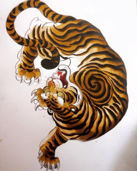 | alix ge tattoos Tiger Hand Tattoo, Japanese Tiger Tattoo, Tiger Sketch, Backpiece Tattoo, Japanese Tiger, Watercolor Tiger, Tiger Drawing, Chinese Tattoo, Japanese Drawings