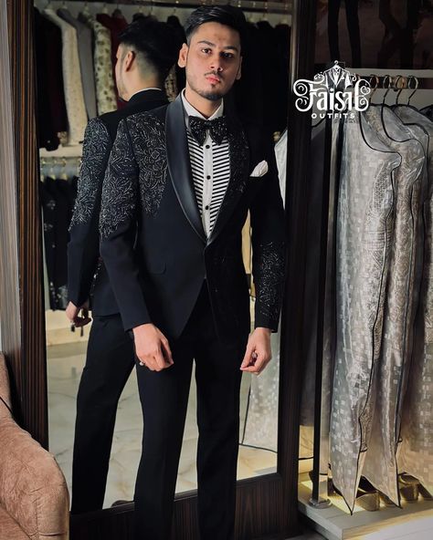 Exclusive Latest And New Trending Designer Luxury Suit 🔥💥🖤 👉 PLEASE FOLLOW @faisaloutfits FAISAL OUTFITS IS FEATURING PLATFORM FOR MEN'S FASHION | COUTURE | STYLE | LIFESTYLE ___________________________________________________ 👉 MADE TO MEASURE AVAILABLE 🔥 TAKE A SCREENSHOT AND SEND ME ON WHATSAPP FOR ORDER 👇👇👇 🌟 BOOK YOUR ORDER ON WHATSAPP 👉+91 9027731632 🌟 ALSO DM US TO ORDER ⬇️ 👉 @faisal_kurta_design44 ___________________________________________________ 🌟 GET YOUR DREAM STYLISH OU... Trending Tuxedos For Men, Tuxedo For Men Wedding Groom Style, Groom Outfit For Wedding, Designer Suits For Men Wedding, Indo Western Men, Fancy Kurta For Men, Black Jodhpuri, Suits For Men Wedding, Embroidered Tuxedo