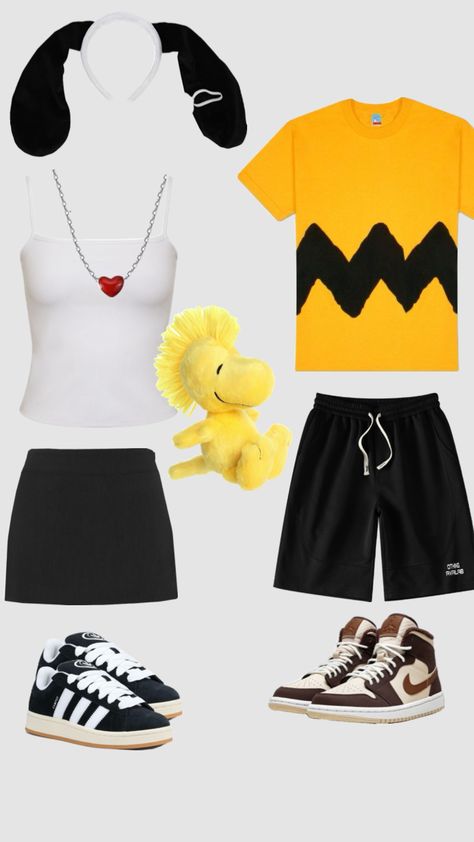 snoopy and charlie brown couples costume #snoopy #charliebrown #halloween #costume #halloweencostume #couple #couplegoals #couplescostume 2 Person Costumes, College Couple Costumes, Charlie Brown Halloween Costumes, Brown Couples, Snoopy Costume, Last Minute Couples Costumes, Charlie Brown Costume, College Costumes, Snoopy And Charlie Brown