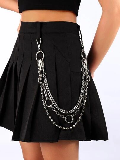 Diy Body Chain, Trouser Chain, Chain Pants, Metal Chain Belt, Pants Chain, Chain Skirt, Pant Chains, Cooler Style, Layered Rings