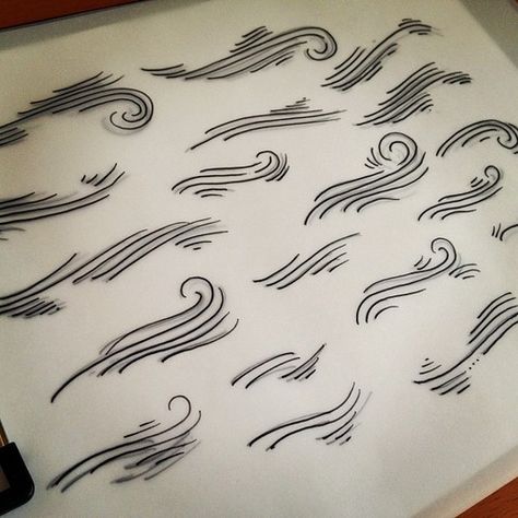 Storm Logo, Wind Tattoo, Wind Drawing, Waves Symbol, Nice Tattoos, Tattoo Filler, Wind Art, Tattoo Background, Elements Tattoo