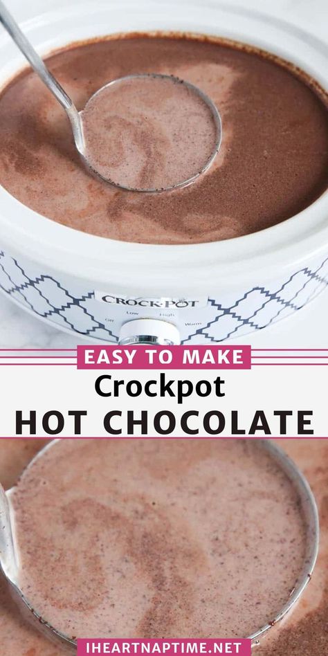 Hot Cocoa For A Crowd, Hot Chocolate For A Crowd, Creamy Crockpot Hot Chocolate, Hot Chocolate With Cocoa Powder, Crock Pot Hot Chocolate Recipe, Slow Cooker Hot Chocolate, Creamy Hot Chocolate Recipe, Creamy Hot Chocolate, Gourmet Hot Chocolate