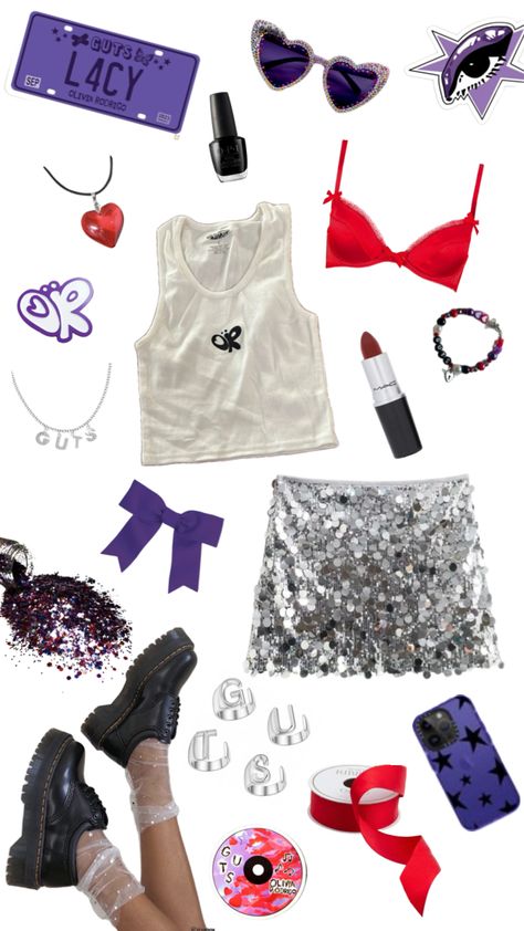 #oliviarodrigo #guts #concert #inspo #outfit #red #purple #shufflefyp Concert Inspo Outfit, Olivia Rodrigo Outfit, Olivia Rodrigo Concert Outfit, Olivia Concert, Olivia Rodrigo Concert, Concert Outfit Ideas, Outfit Red, Inspo Outfit, Teenage Dream