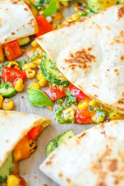 Veggie Quesadilla, Freezer Breakfast Burritos, Zucchini Corn, Freezer Breakfast, Quesadilla Recipes, Sauteed Veggies, Breakfast Burritos, Quesadillas, Stuffed Bell Peppers