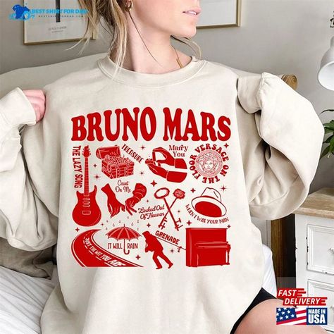 Bruno Mars Sweatshirt Lovers Gift T-Shirt Check more at https://bestshirtfordad.com/product/bruno-mars-sweatshirt-lovers-gift-t-shirt/ Bruno Mars Merch, Bruno Mars Concert Outfit, Bruno Mars Shirt, Sweatshirts Ideas, Bruno Mars Show, Bruno Mars Concert, Bruno Mars, Anime Shirt, The Ultimate Gift