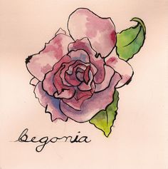 Begonia Flower Tattoo, Begonia Drawing, Begonia Tattoo, Plant Paintings, Leaves Drawing, Tuberous Begonia, Garden Tattoos, Eid Card Designs, Bone Tattoos