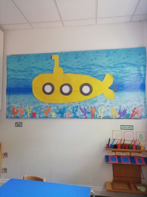 Submarine Craft, Under The Sea Theme, Yellow Submarine, Sea Theme, Display Board, Submarine, Under The Sea, Crafts For Kids, Arts And Crafts