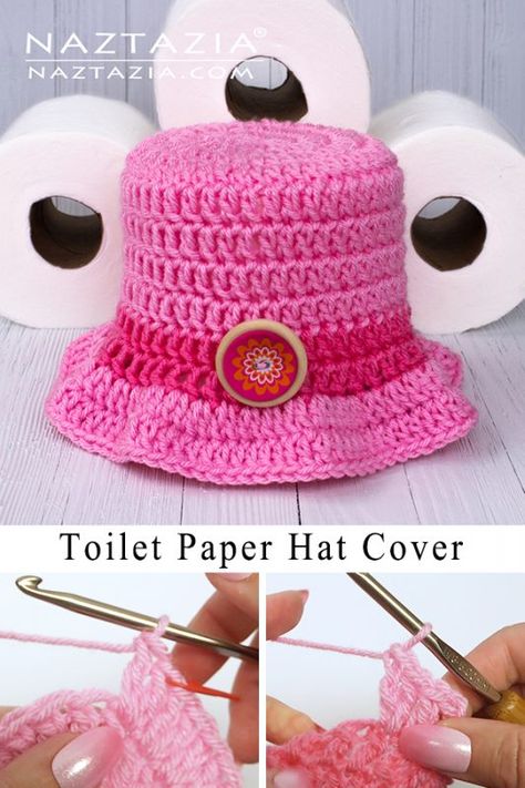 How to Crochet a Toilet Paper Hat Cover Crochet Toilet Roll Cover, Whimsical Crochet, Crochet Waffle, Mug Cover, Crochet Towel Topper, Crochet Mug, Large Crochet Hooks, Crochet Pattern Instructions, Crochet Towel