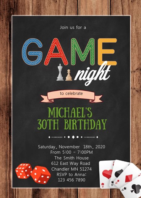 10,610+ Game Night Birthday Invitation Customizable Design Templates | PosterMyWall Game Night Invitations Template, Game Night Invitations Template Free, Game Day Flyer, Game Night Birthday Party, Night Party Invitation, 18th Ideas, Game Night Party, Night Birthday Party, Game Posters