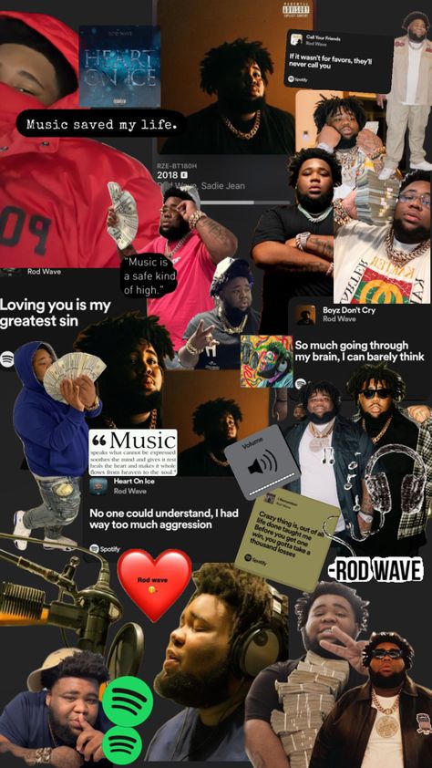 Rod Wave Song Quotes, Rodwave Wallpapers, Rod Wave Lyrics Wallpaper, Rod Wave Quotes, Rod Wave Lyrics, Rod Wave Collage, Wave Collage, Waves Lyrics, Jordan Rose