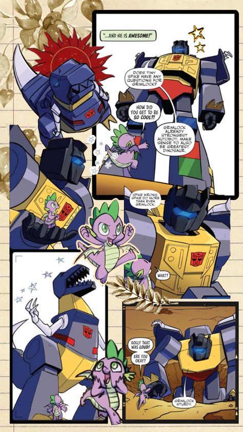 #transformers #transformersaethetic #mylittlepony #mlp #spike #grimlock #aesthetic #moodboards #comics #idw Mlp Spike, Grimlock Transformers, Mlp Comics, Transformers Funny, Transformers Comic, Transformers 3, Transformers Toys, Tyrannosaurus Rex, Your Aesthetic