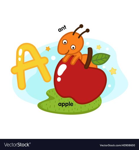 Ants On The Apple Phonics Free Printable, Letter A For Preschool, Kindergarten Flashcards, Sunday School Room Decor, Preschool Alphabet Printables, Alphabet Flash Cards Printable, Alphabet Display, Kindergarten Alphabet, Animal Alphabet Letters