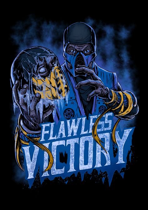 Finish Him! Mortal Kombat fans, get your hands on this frosty Sub Zero t-shirt.This design comes with multi coloured artwork printed on a 100% cotton Black Redwolf tee. Flwaless Victory by Ottyag is available now on t-shirts and accessories on Redwolf.in Claude Van Damme, Video Game Characters, Video Game Art, Game Character, Game Art, Playstation, Comic Art, Victorious, Fantasy Art