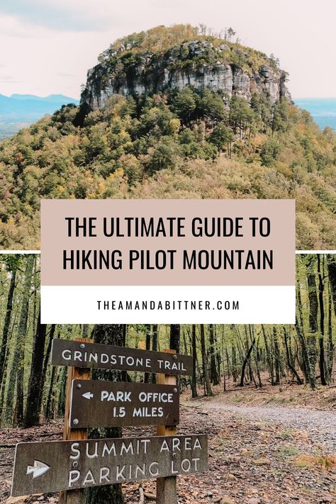 One of the most beautiful hikes in North Carolina is Pilot Mountain, located two hours from Raleigh. From scenic trails to beautiful views, this is one of the best hiking day trips you can take if you live in NC. If you're wondering about parking, restrooms, trails, and overlooks, here is your ultimate guide to hiking Pilot Mountain! #hikingguide #visitnc #northcarolina Black Mountain Nc Hiking, Hiking North Carolina, North Carolina Hikes, Hikes In North Carolina, Pilot Mountain North Carolina, Hiking Goals, Asheville Hiking, North Carolina Hiking, Road Rules