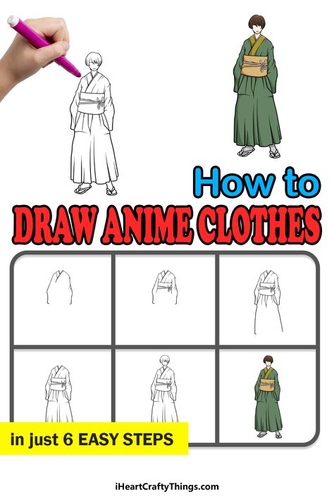 Anime Drawing Exercises, Learn To Draw Anime For Beginners, How To Draw Anime Clothes Step By Step, How To Draw Japanese Clothes, How To Draw Tanjiro Step By Step, Anime Clothes Drawing, Clothes Drawing Tutorial, Draw Doodles, Clothes Drawing