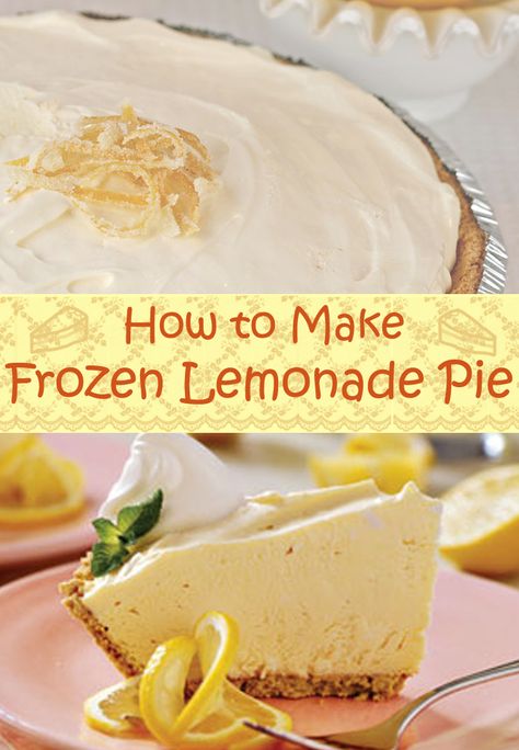 Lemonade Pie is a quick and easy no bake pie with just 4 ingredients, and this pie just costs less than $4! Frozen Lemonade Pie, Lemonade Pie Recipe, No Bake Pie, Lemonade Pie, Coconut Dessert, Easy Easter Desserts, Icebox Pie, Frozen Pie, Frozen Lemonade