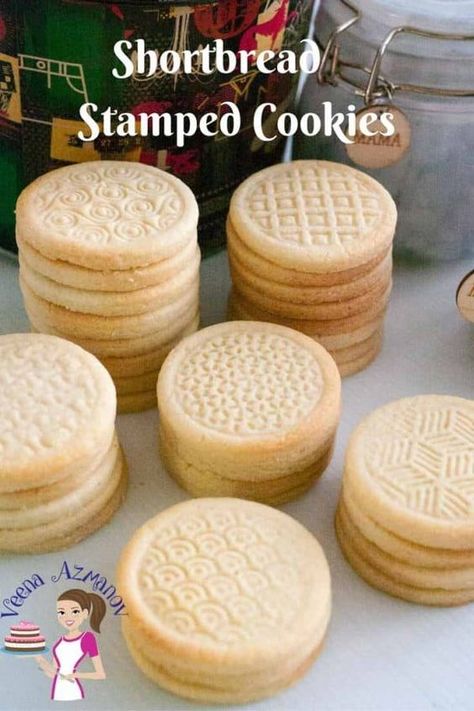 Stamp Cookies Recipe, Molded Cookie Recipe, Stamped Cookies, Butter Shortbread Cookies, Shortbread Cookie Recipe, Pie Crusts, Cookie Dough Recipes, Shortbread Recipes, Tea Cookies