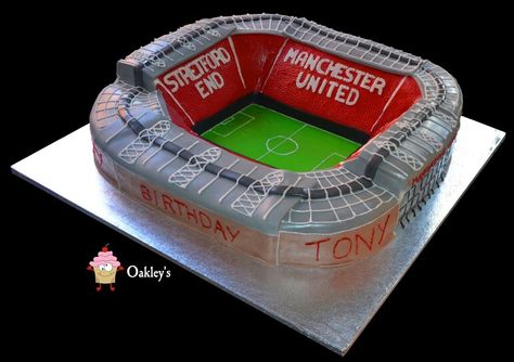 Soccer Stadium Cake, Super Strikers, Stadium Cake, Old Trafford Stadium, 8th Birthday Cake, Soccer Cake, Cake Kids, Soccer Stadium, Football Cake