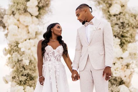 Simone Biles Shares All the Details of Her 'Magical' Mexico Wedding Black Bridesmaids Hairstyles, Modern Corset, Courthouse Wedding Photos, Happy Wedding Anniversary, Black Bridesmaids, Gown Skirt, Simone Biles, Ball Gown Skirt, Corset Lace