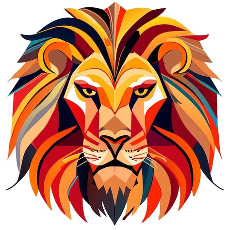 Lion head abstract colorful illustration... | Premium Vector #Freepik #vector #animals #abstract-background #cartoon-animals #lion-illustration Lion Geometric Art, Lion Profile, God Lion, Animals Abstract, Head Abstract, Vector Animals, Lions Clubs International, Abstract Lion, Canvas Art Painting Abstract