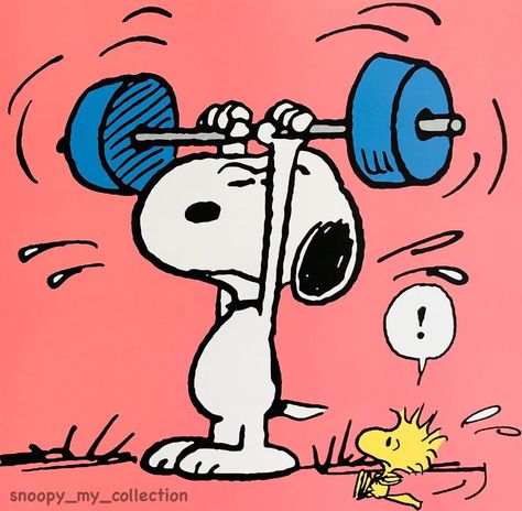 Snoopy - My Collection on Instagram: “Beagle’s power 💪😎 #peanuts #snoopy #woodstock #gym #weightlifting #strong #power #fun #cute #instasnoopy #pictureoftheday #collection…” Snoopy Exercising, Snoopy And Peanut, Sanrio Muscle, Gym Spotify Covers, Snoopy Fanart, Weightlifting Aesthetic, Snoopy Running, Peanuts Snoopy Quotes, Gym Cartoon