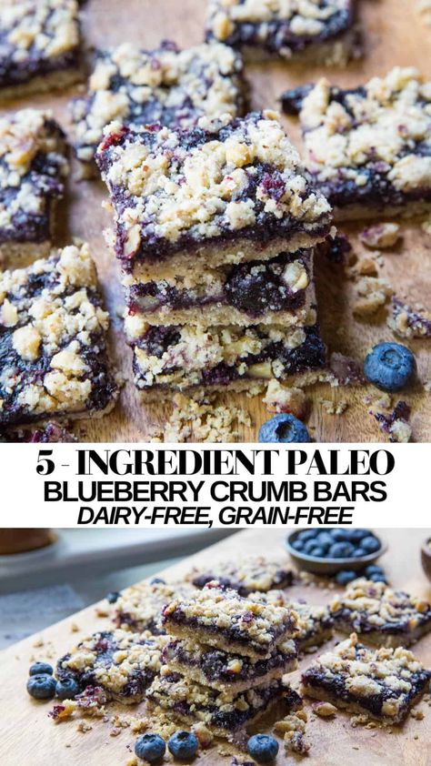 Paleo Blueberry Crumb Bars - The Roasted Root Dates As Sweetener, Paleo Lemon Bars, Blueberry Crumb Bars, Using Almond Flour, Grain Free Breakfast, Crumb Bars, Grain Free Desserts, Paleo Baking, Blueberry Desserts