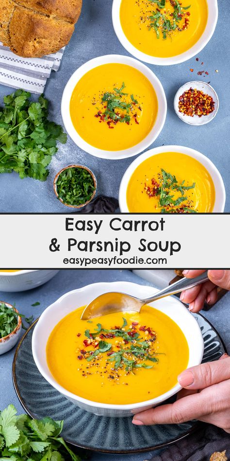 Carrot And Parsnip Soup, Carrot Parsnip, Parsnip Recipes, Lunchbox Recipes, Parsnip Soup, Uk Food, Healthy Comfort, Budget Recipes, Midweek Meals