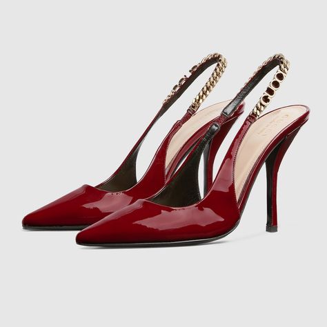 Shop the Gucci Signoria slingback pump in red at GUCCI.COM. Enjoy Free Shipping and Complimentary Gift Wrapping. Heels Gucci, Hand Sewn Leather, Gucci Sandals, Gucci Heels, Red Heels, Slingback Pump, Gucci Shoes, Heel Pumps, Designer Heels