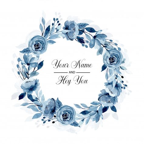 Blue Floral Watercolor Border, Blue Floral Background, Floral Watercolor Background, Watercolor Floral Wreath, Free Wedding Invitation Templates, Elegant Wedding Invitation Card, Blue Watercolor Floral, Floral Cards Design, Wedding Watercolor