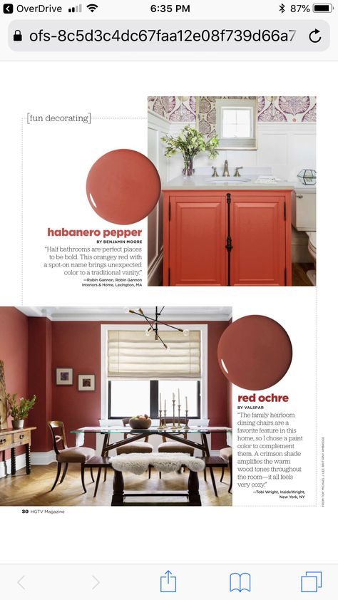 Ochre Interiors, Valspar Paint Colors, Red Paint Colors, Valspar Paint, Traditional Vanity, Red Ochre, Red Paint, Family Heirloom, Guest House