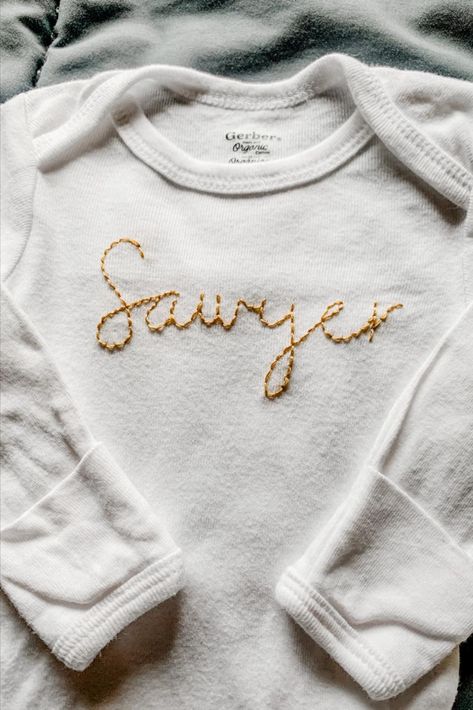 Baby Shower Gift Idea I Personalized Baby Bodysuit Embroidered Onesie Boy, Baby Embroidery Ideas Boys, Boy Name Ideas, Rope Font, Embroidered Onesie, Baby Boy Name, Name Announcement, Personalized Clothing, South Haven