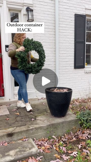 Mary Rebecca Smith on Instagram: "I’m pretty sure I’ll use a wreath as the base of every outdoor container from now on. Original idea credit goes to @athomewithsyro - Genius!" Outdoor Christmas Planters, Christmas Urns, Holiday Planter, Outdoor Christmas Tree, Christmas Pots, Christmas Planters, Lindsey Stirling, Christmas Front Doors, Christmas Porch Decor