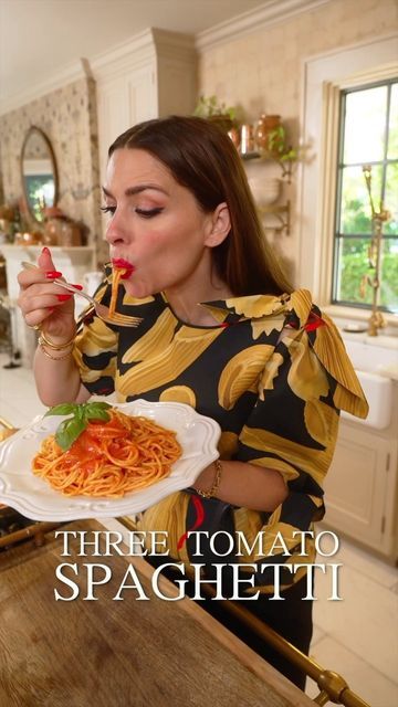 The Pasta Queen on Instagram: "Three different varieties of tomatoes into one decadent spaghetti recipe. Tomatoes are overwhelmingly flavorful so I decided to combine three of my favorite type of jarred tomatoes into one dish that’s sure to bring you back to radiant summer days 😍🍝 Share this recipe with someone who can’t live without tomatoes" Jarred Tomatoes, The Pasta Queen, Pasta Queen, Varieties Of Tomatoes, Spaghetti Recipe, Garlic Pasta, Spaghetti Recipes, Roasted Tomatoes, Tomato Sauce