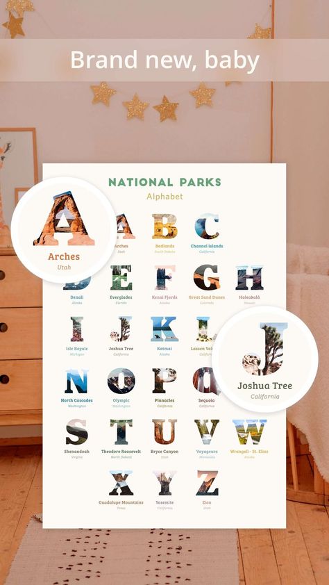 National Parks ABC's Alphabet print National Park Coloring Page, National Park Checklist, National Park Nursery, Channel Islands California, National Park Prints, Guadalupe Mountains, Joshua Tree California, Ventura California, National Parks Photography