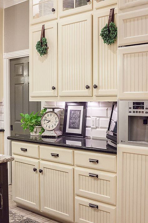 Beadboard cabinets Beadboard Kitchen Cabinets, Farmhouse Style Kitchen Cabinets, Farmhouse Kitchen Cabinet, Diy Farmhouse Kitchen, Beadboard Kitchen, Farmhouse Kitchen Cabinets, Kitchen Cabinet Styles, Bead Board, New Kitchen Cabinets