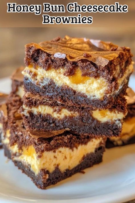 Decadent Honey Bun Cheesecake Brownies Recipe: A Sweet Delight! Honey Bun Brownies Recipe, Honey Bun Brownies, Cinnamon Roll Honey Bun Cheesecake, Honey Dessert, Cheesecake Brownies Recipe, Rich Cheesecake, Honey Buns, Cheesecake Brownies, Crunchy Pecans