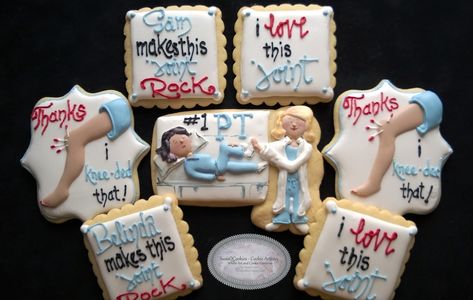 Physical Therapist Gift Physical Therapist Cookies Decorated, Physical Therapist Graduation Party, Physical Therapy Themed Party, Massage Therapy Graduation Party, Physical Therapy Cake Ideas, Physical Therapy Party Ideas, Pt Graduation Party Ideas, Occupational Therapy Cookies, Therapist Graduation Party