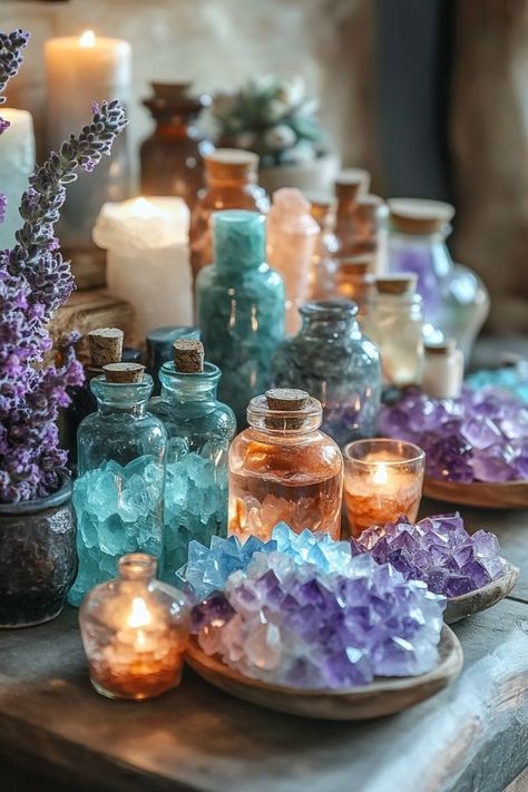 Good Morning!! I'm here, making crystal charms and mini jars with trinkets for you! Let's get together and talk about what crystals could enhance your life. ✨✨ $20 moon water $25 crystal charms $25 mini jars with trinkets Crystal Therapy Healing, Healing Aesthetic, Crystals Aesthetic, Fancy Chair, Power Of Crystals, Moon Water, Crystal Altar, Crystal Aesthetic, Ambitious Women