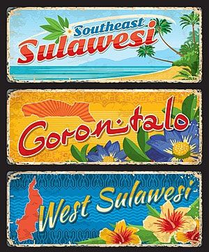 Souvenir Card, North Sulawesi, South Sulawesi, Asian Cards, West Java, Travel Logo, Business Illustration, Flower Map, National Monuments