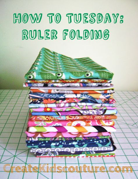 Have a messy sewing room? Need to figure out an easy and neat way to store your fabrics? Check out Create Kids Couture's ruler folding tutorial! Create Kids Couture, Sewing Room Inspiration, Sewing Room Storage, Sewing Spaces, Sewing Room Organization, Quilting Room, Trendy Sewing, Organize Fabric, Quilting Studio