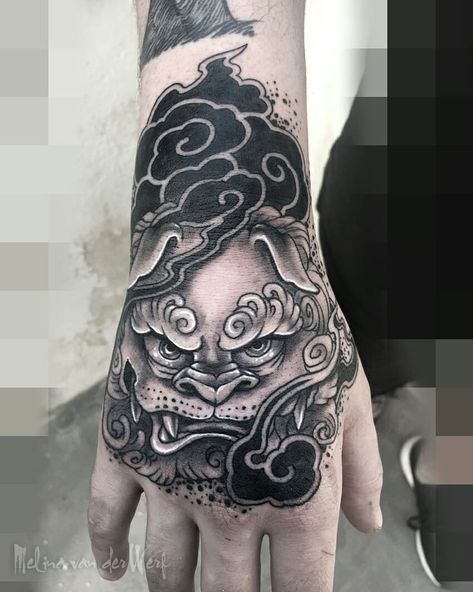 Image may contain: one or more people Fu Dog Hand Tattoo, Foo Dog Hand Tattoo, Fu Dog Tattoo Design, Fu Dog Tattoo, Japanese Forearm Tattoo, Black Crow Tattoos, Fist Tattoo, Foo Dog Tattoo Design, Japanese Hand Tattoos