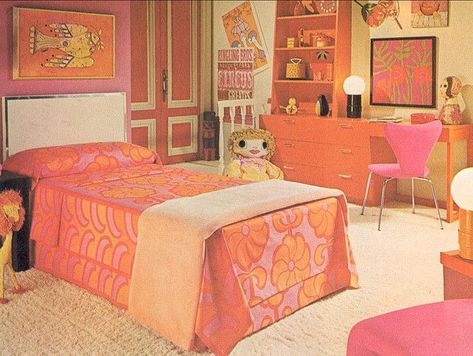 late '60's, early '70's fashion 70s Bedroom, 70s Room, Retro Homes, Retro Rooms, 70s Interior, 1970s Decor, Retro Bedrooms, Retro Interior Design, 70s Decor