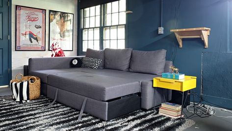 Ikea Friheten sleeper sofa Friheten Sofa Living Rooms, Ikea Grey Sofa, Ikea Sleeper, Friheten Sofa Bed, Sofa Living Rooms, Friheten Sofa, Ikea Friheten, Basement Rec Room, Ikea Sofa Bed