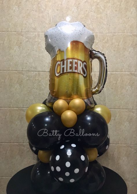 Beer Balloon Bouquet, Beer Balloon, Balloon Table Centerpieces, 44th Birthday, Balloons Decoration, Male Birthday, 30th Bday, Diy Balloon Decorations, Beer Birthday